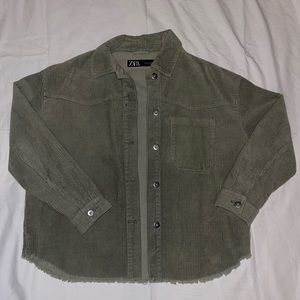 green corduroy shacket